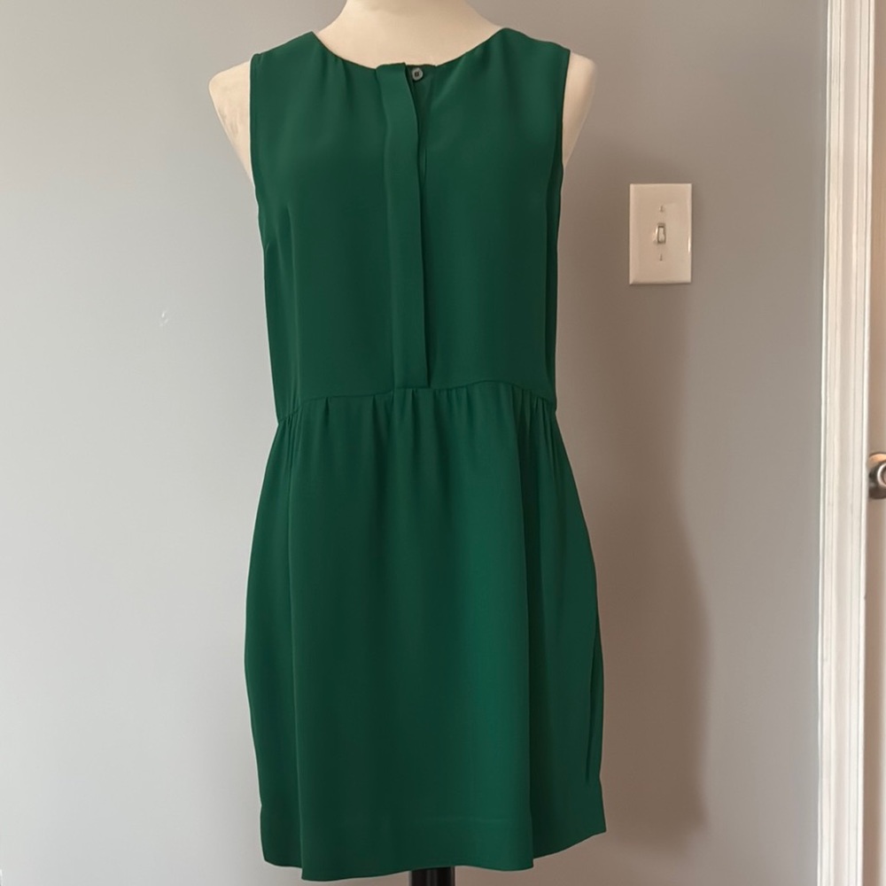 J. Crew Green Sheath Mini Dress Sleeveless Crew Neck